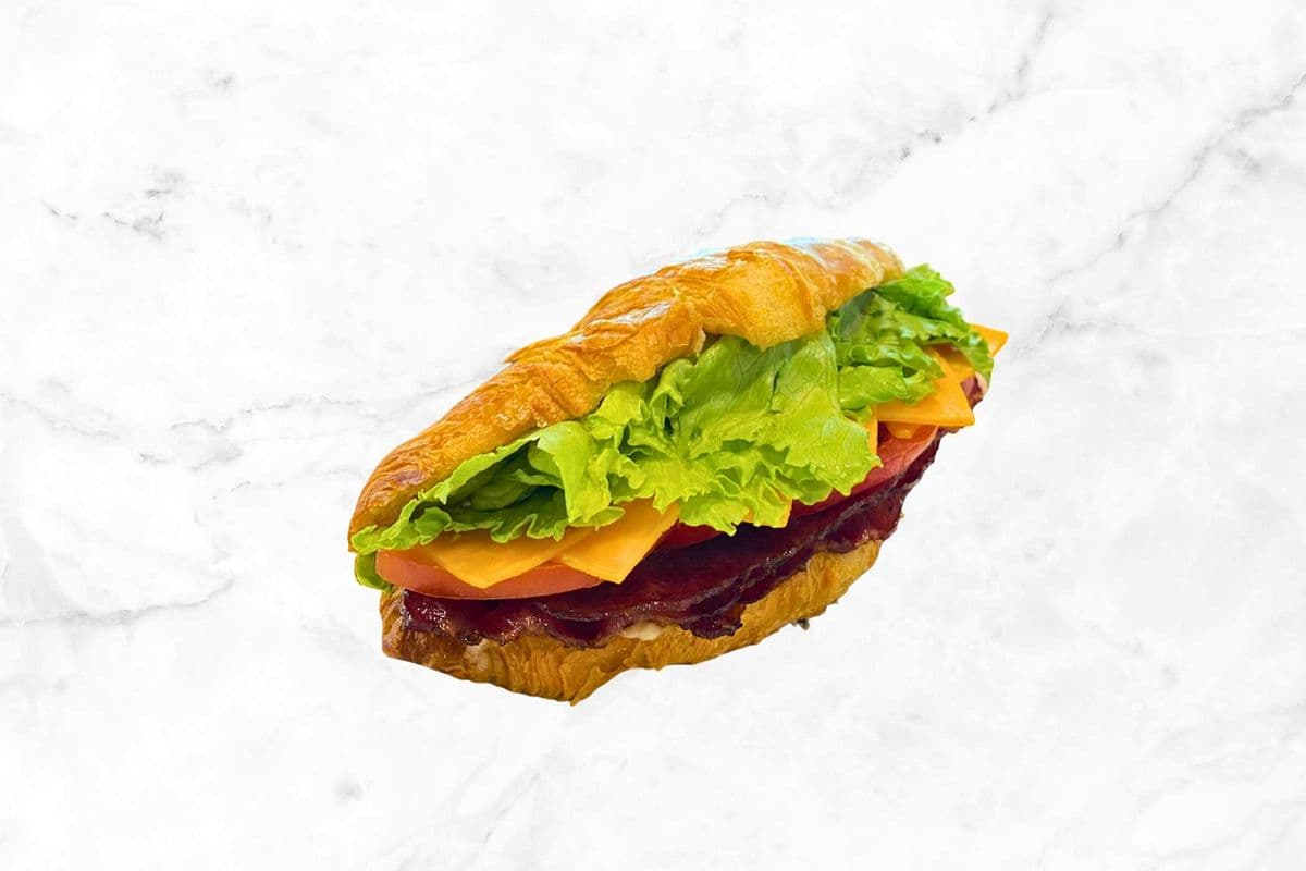 B.L.T (Beef Bacon, Lettuce, Tomato) Croissant Sandwich