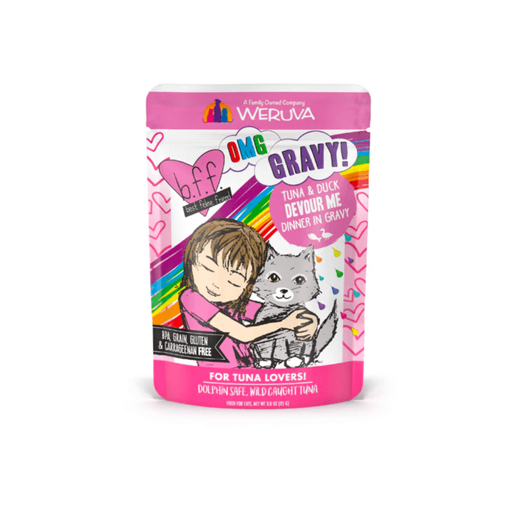 Weruva Wet Cat Food - BFF OMG Gravy Tuna & Duck Devour Me Tuna & Duck Dinner in Gravy Pouch (3 oz)