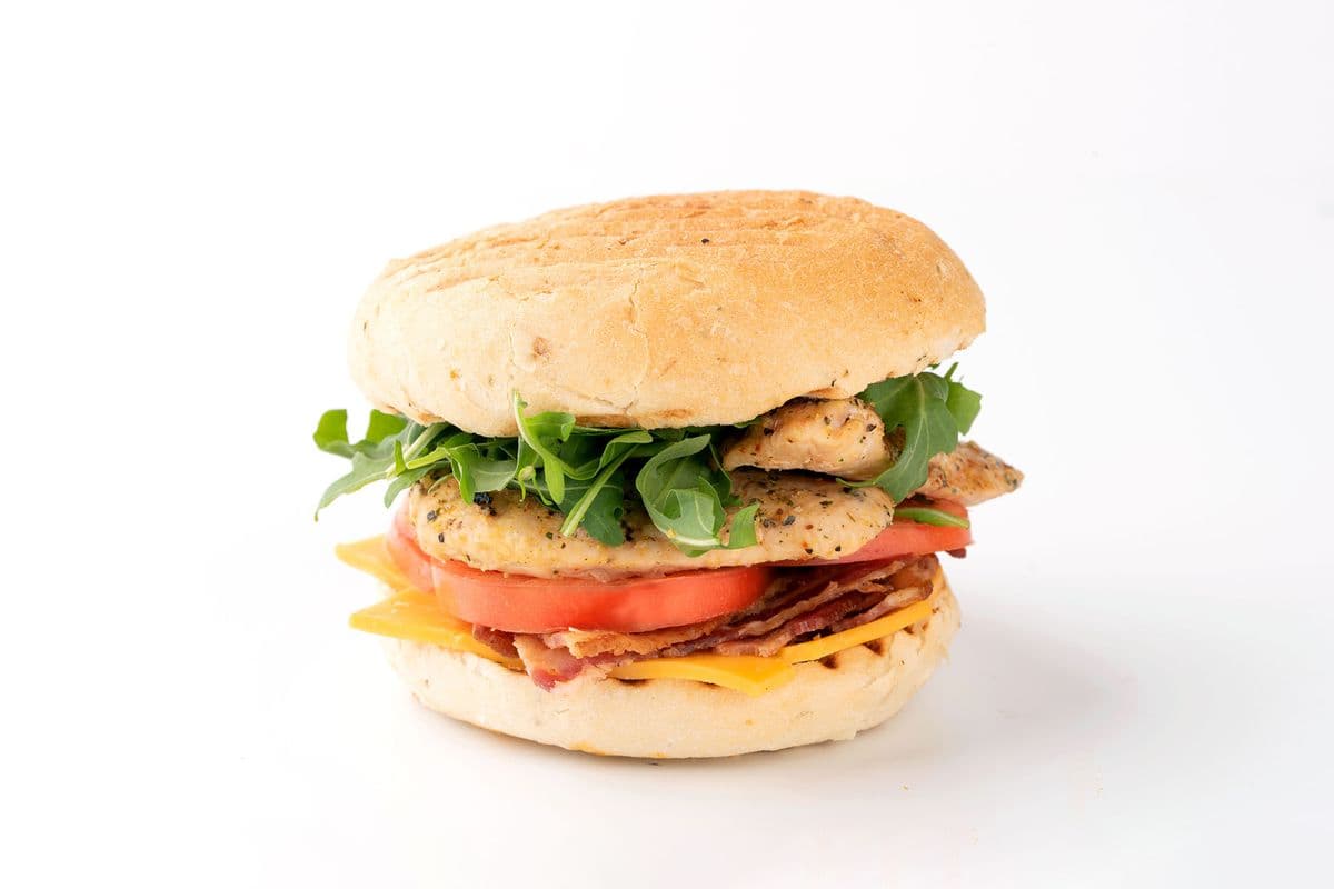 Grilled Chicken Bacon Cheddar with Pesto Mayo