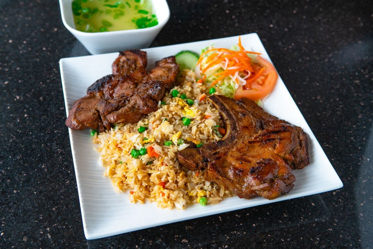 Grilled Pork Chop on Fried Rice