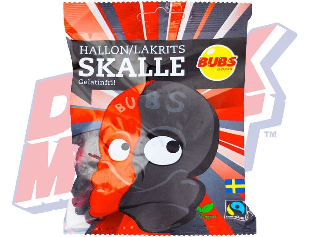 Bubs Godis Raspberry Liquorice Skull Candy (Sweden) - 90g