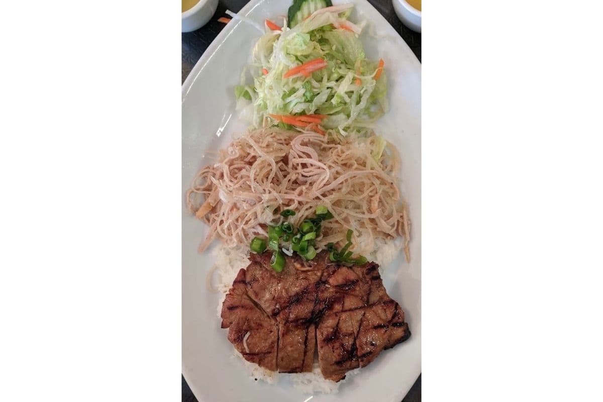 57. Grilled Pork Chop and Shredded Pork with Steamed Rice - Com Bi Suon