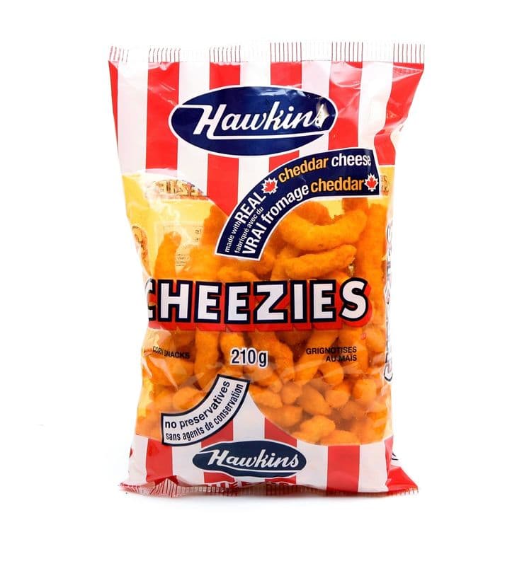 Hawkins Cheezies corn snacks (210 G) (280 Cal)