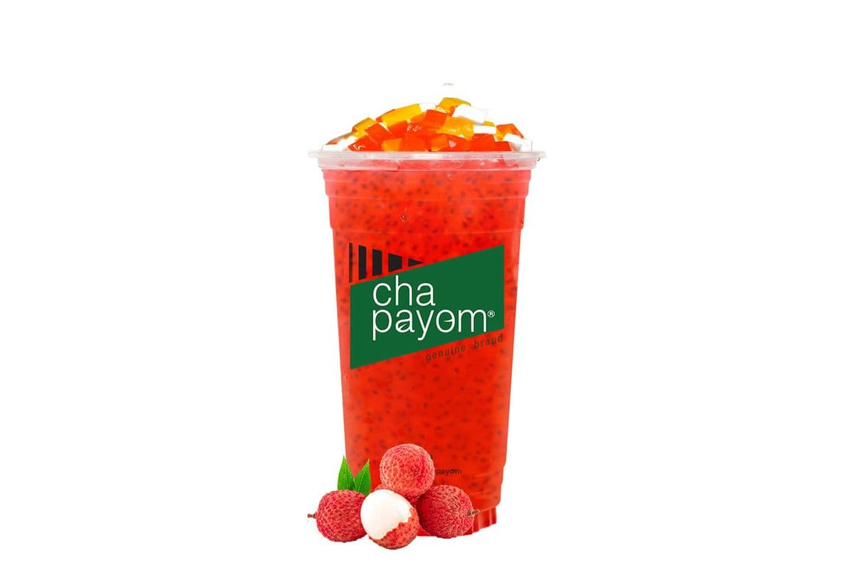 Thai Lychee Rose Tea with Rainbow Jelly and Brown Sugar Basil Seeds