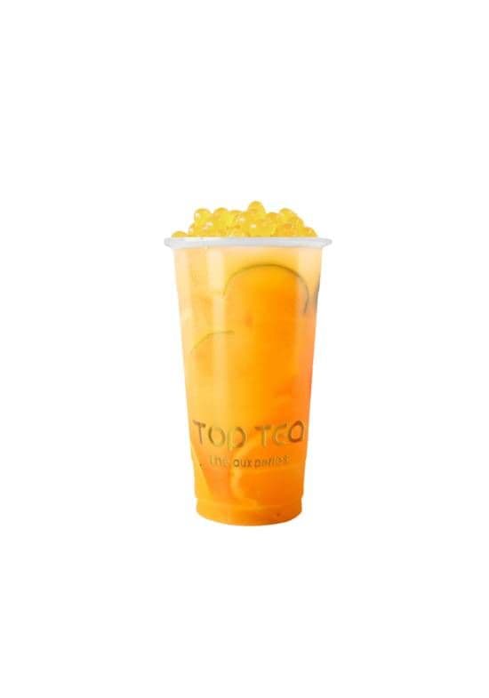 T7 Mango lime juice with mango popping / /Limonade à la mangue avec popping à la mangue
