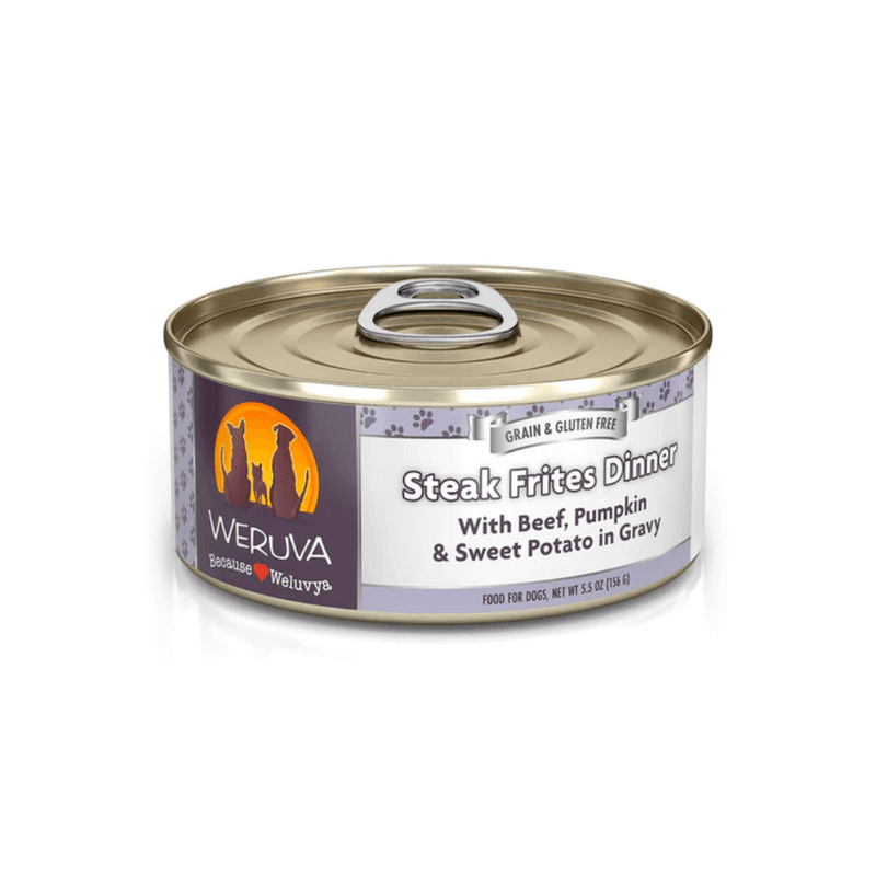 Weruva Wet Dog Food - Classics Steak Frites Dinner with Beef, Pumpkin & Sweet Potato in Gravy Canned (5.5 oz)