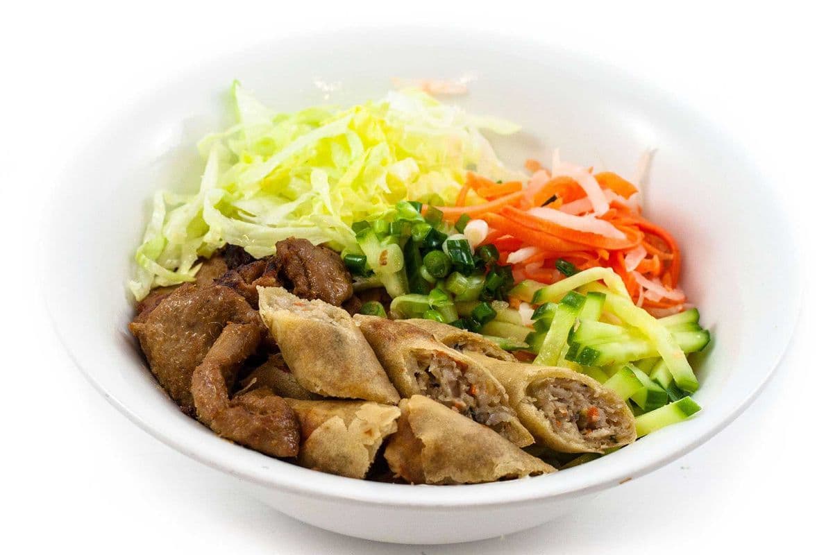 Grilled Pork and Spring Rolls Vermicelli