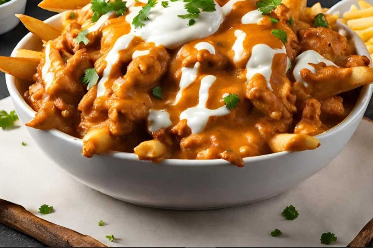 Butter chicken poutine