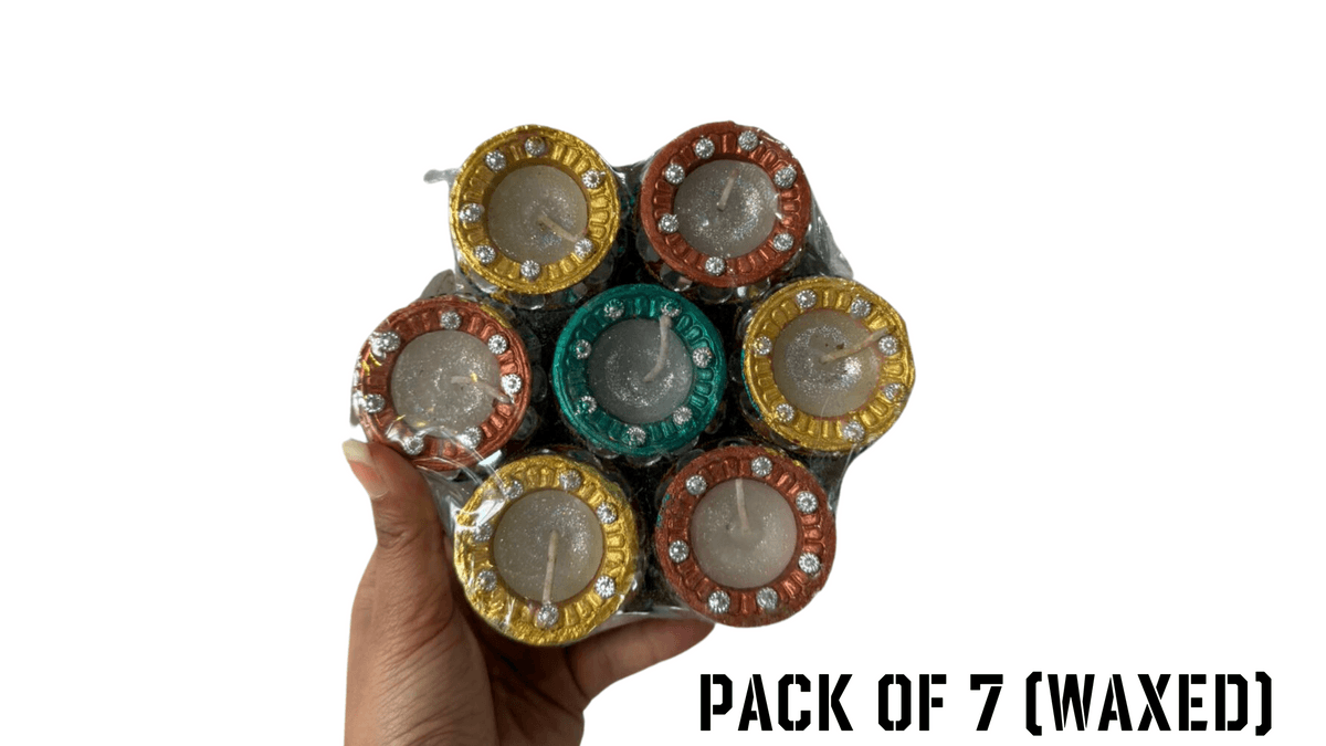 Pack of 7 Waxed Diyas