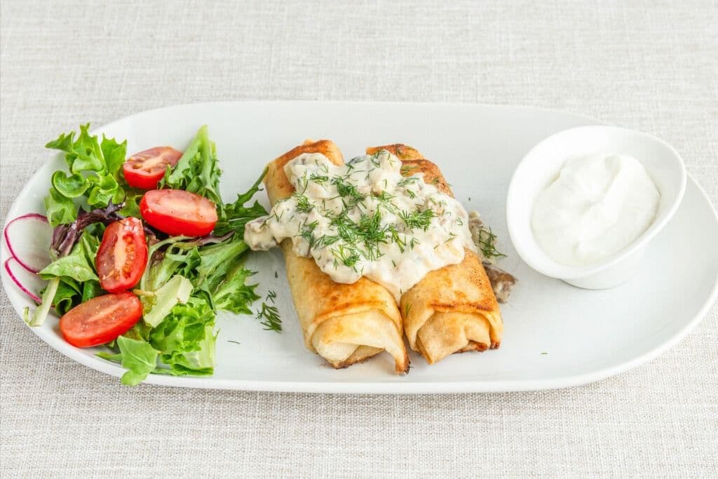 Crepes with Chicken and Mushrooms