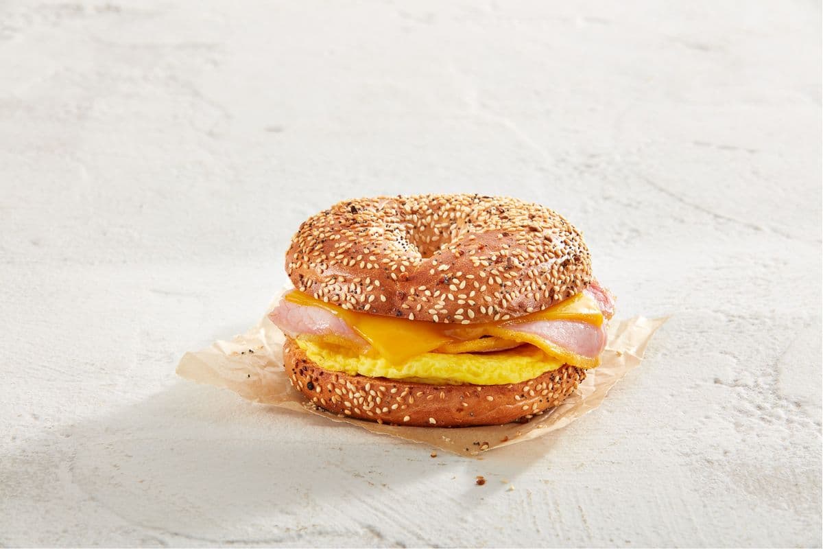 Peameal Bacon and Egg on a Bagel