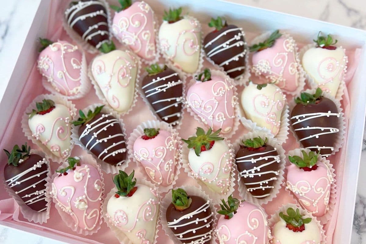 Pink, White and Dark Chocolate Covered Strawberries