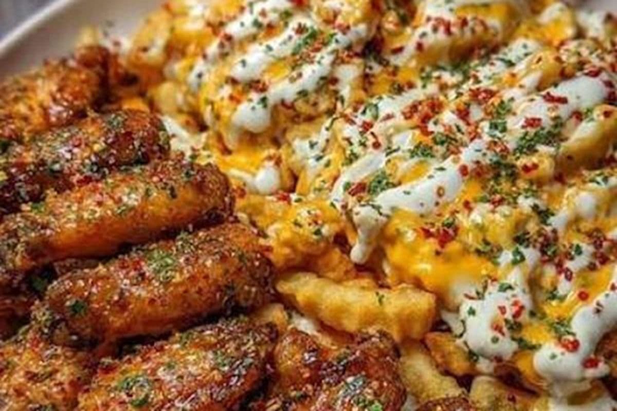 Honey Garlic Wings and Fries