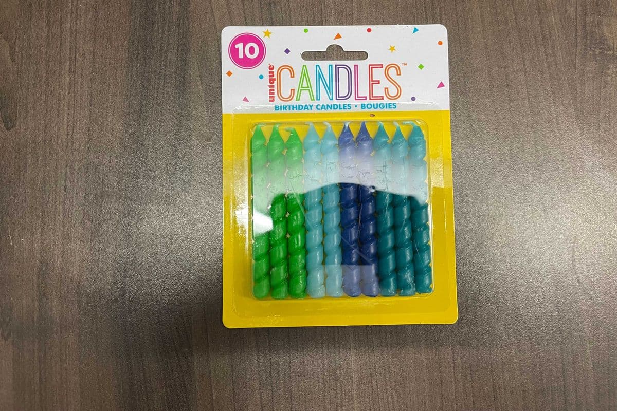 Candle Bday Blue/Green Spiral 10pk