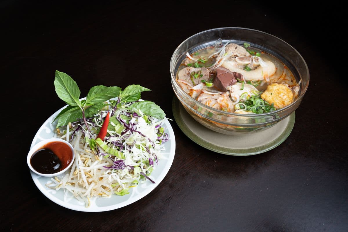 36. Beef & Pork with Rice Spaghetti in Soup (Spicy - Hue Style) - Bun Bo Hue