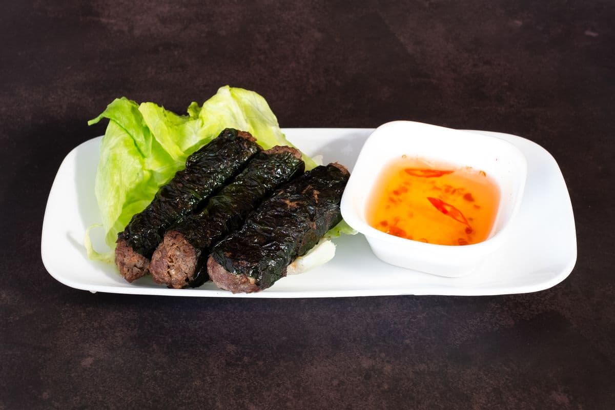 A9. Beef Wrapped in Betel Leaves - Bo La Lot (3 pcs)