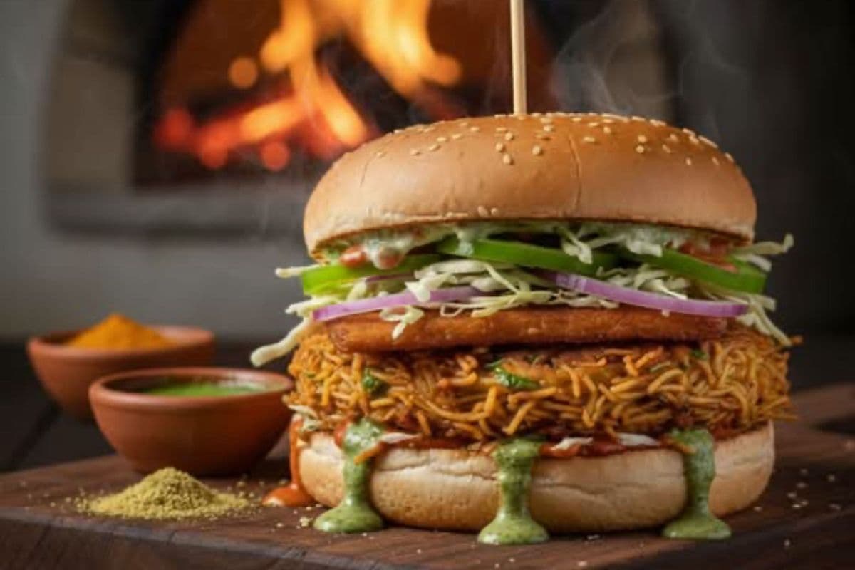 Noodle Paneer Burger