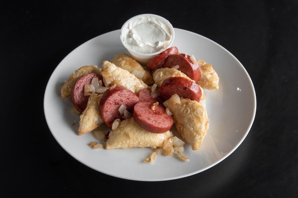 Perogies and Garlic Sausage