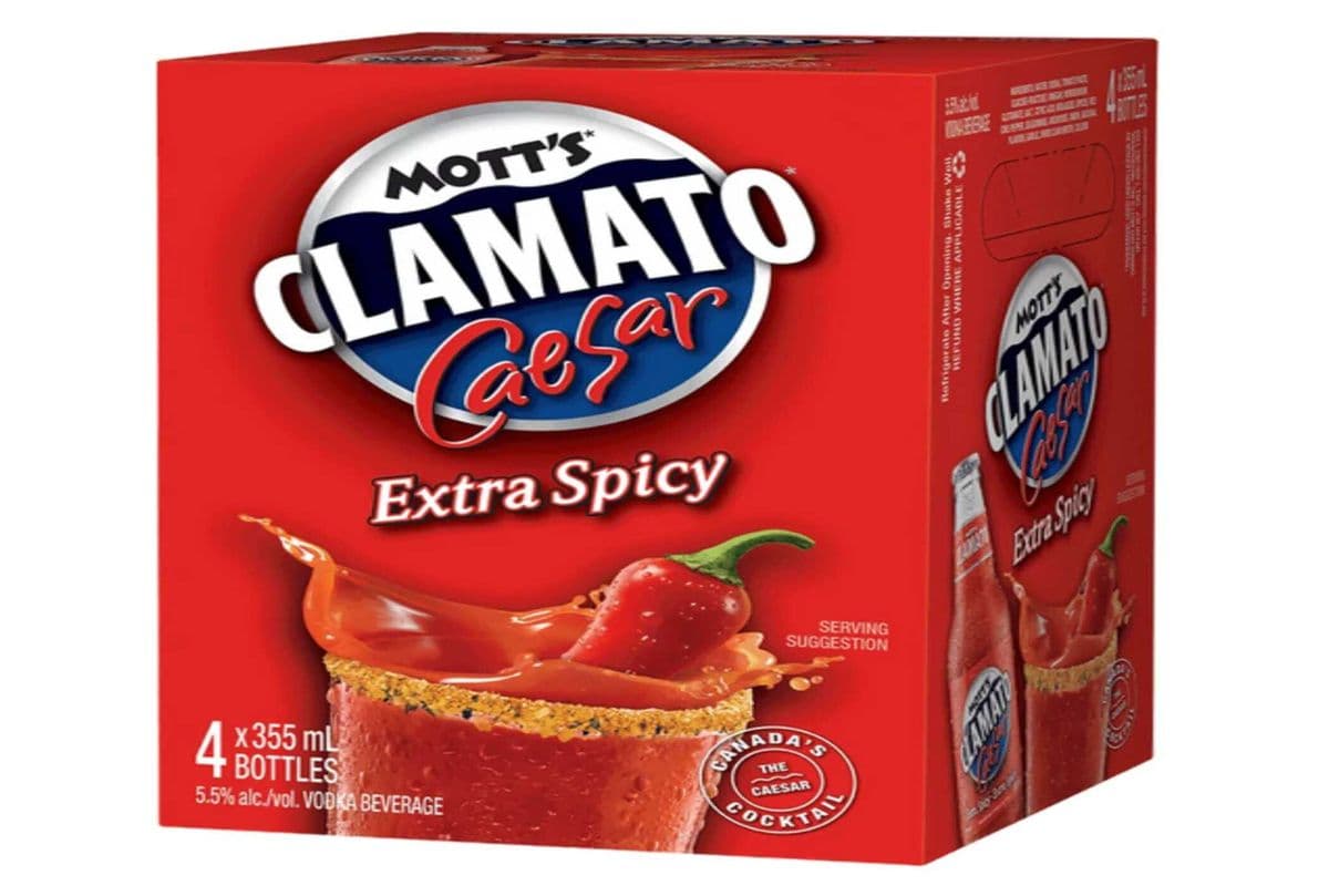 MOTT'S CLAMATO CAESAR EXT SPICY BOTTLE 4x355ML (4 x 355ML)