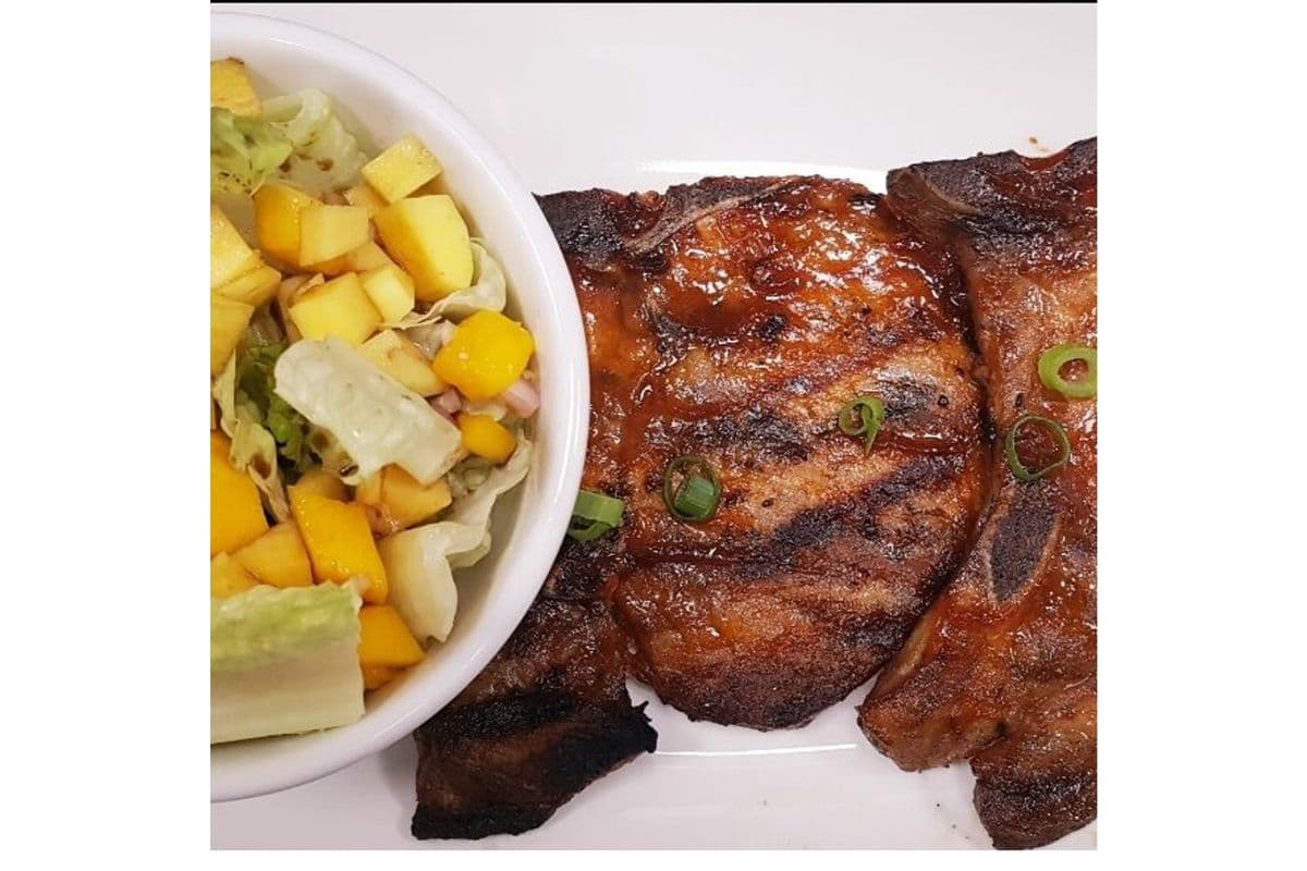 Grilled Pork Chops with Rice