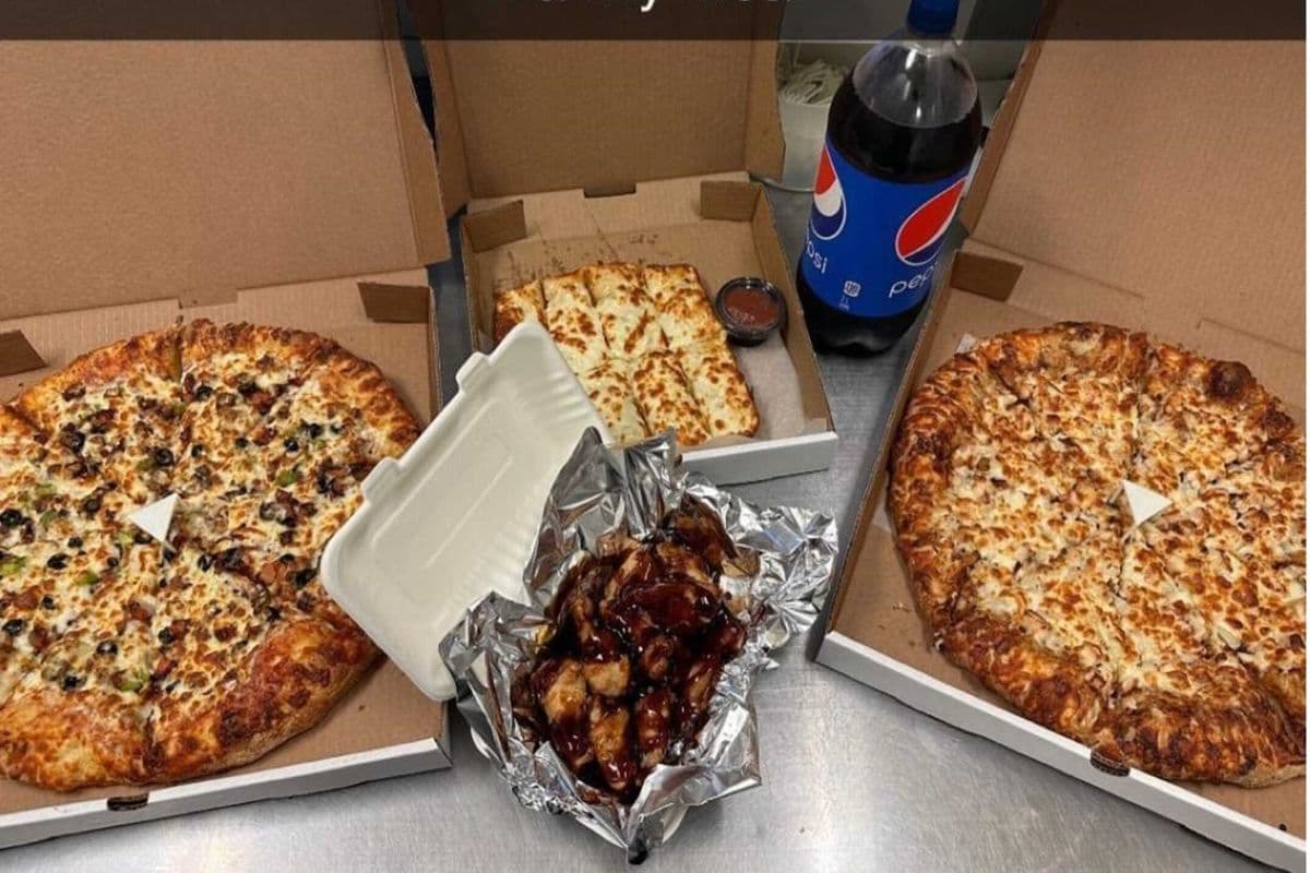 12” 2 Specialty Medium Pizzas, 12 Chicken Wings, and 2L Pop
