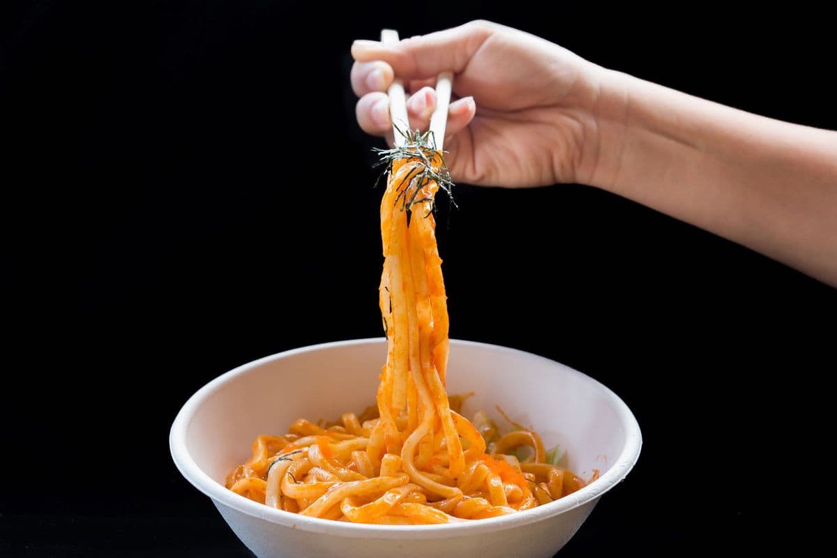 Spicy Kimchi Udon Noodle Bowl