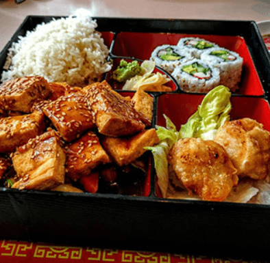 #0291. Tofu Teriyaki Bento Box with Two Pieces of Inari