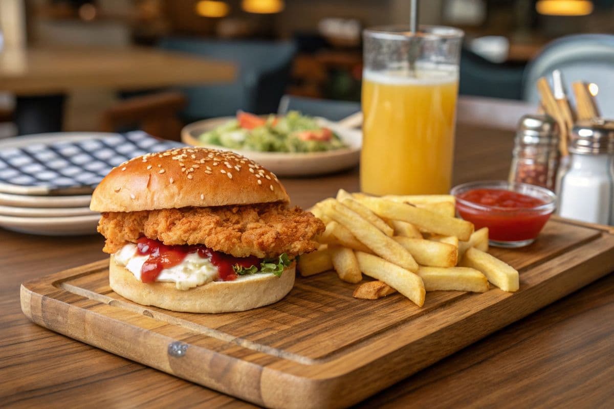 K Chicken poulet Burger, frites Bonjus