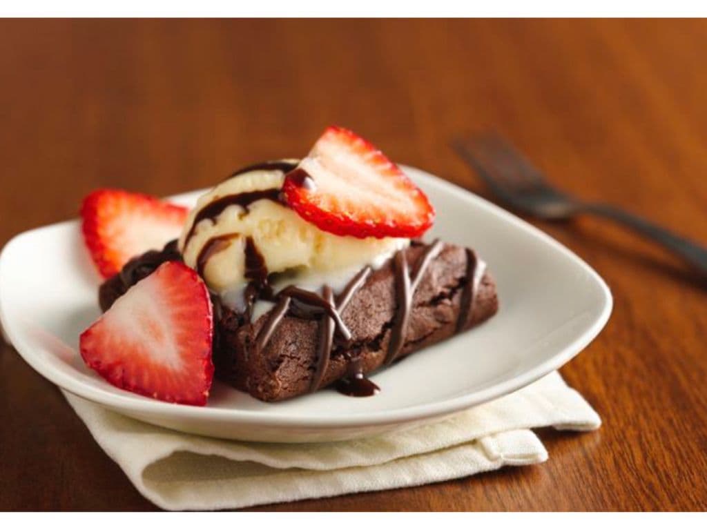 Vegan Fudgy Strawberry Chocolate Brownie Ala Mode (Vanilla ice Cream Included)