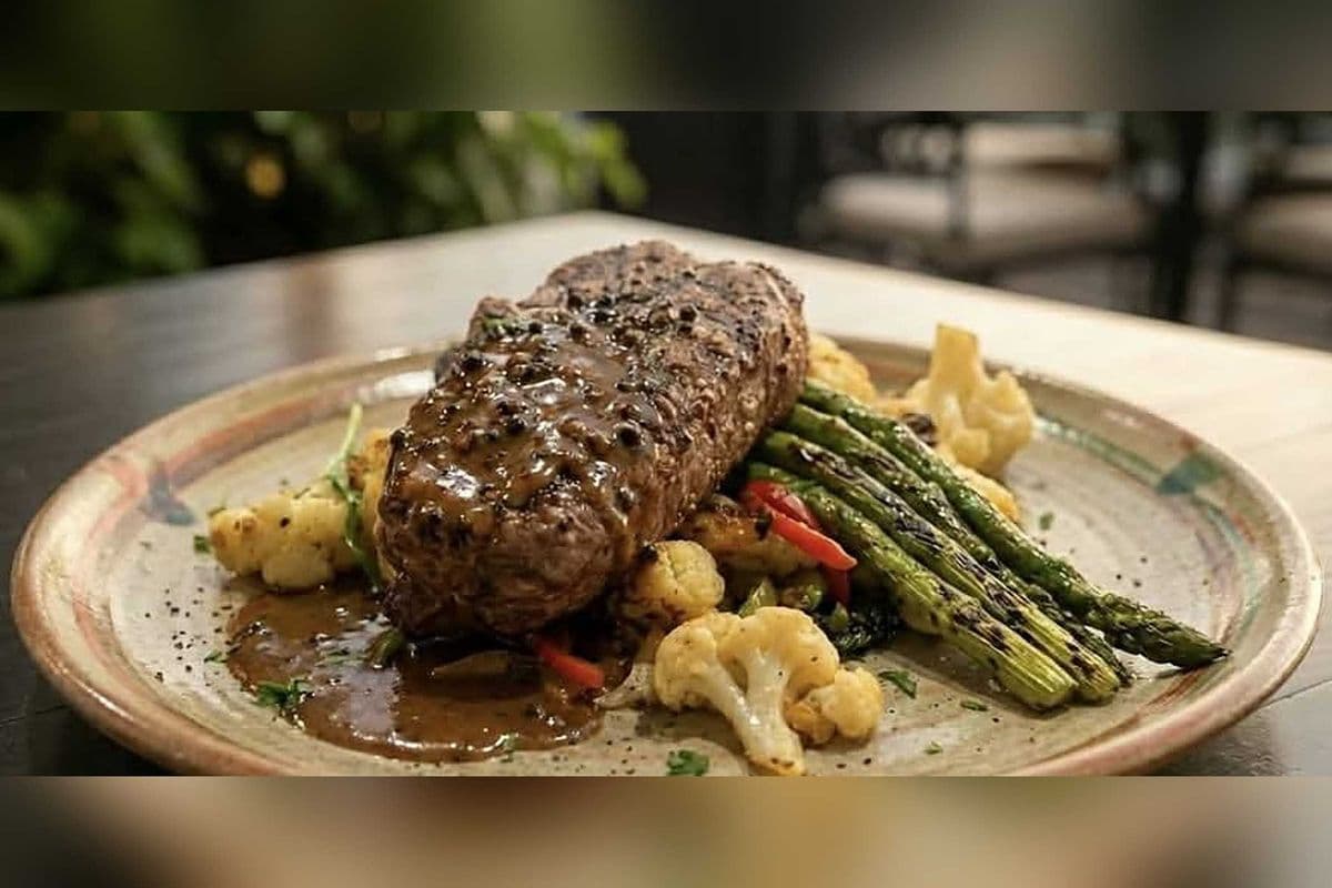 New York Striploin with Creamy Peppercorn Sauce (10 oz)