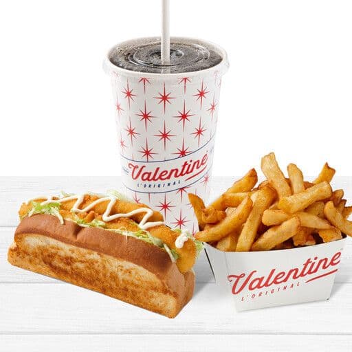 Trios hot-dog de poulet avec frites