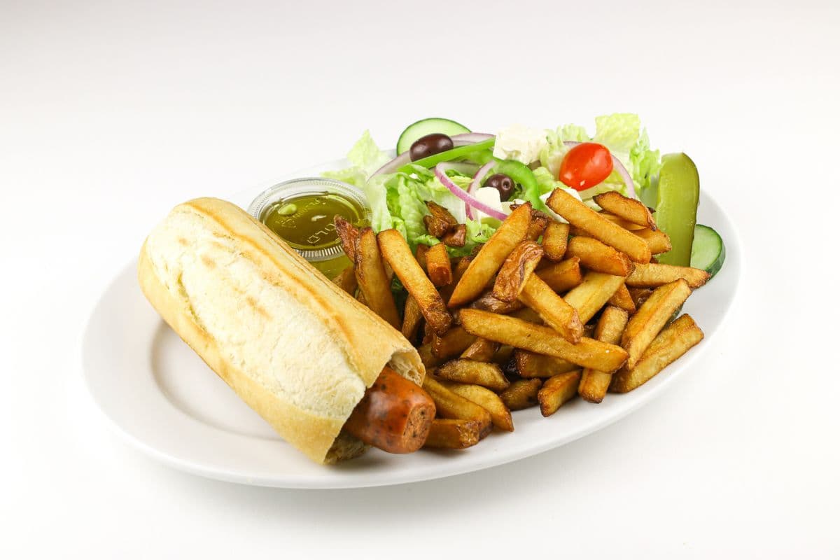 TRIO Hot-dog européen – Frites et salade