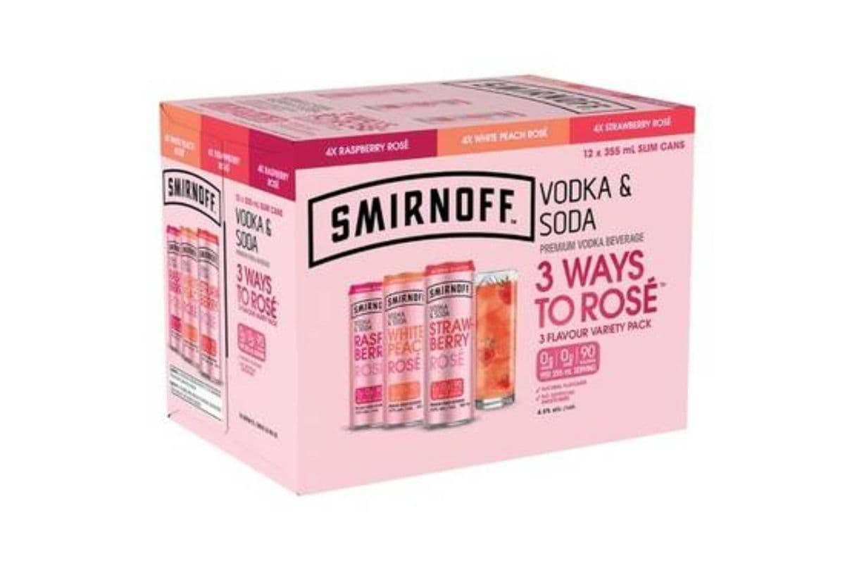 SMIRNOFF VODKA & SODA ROSE VARIETY PACK (1 x 12x355mL)