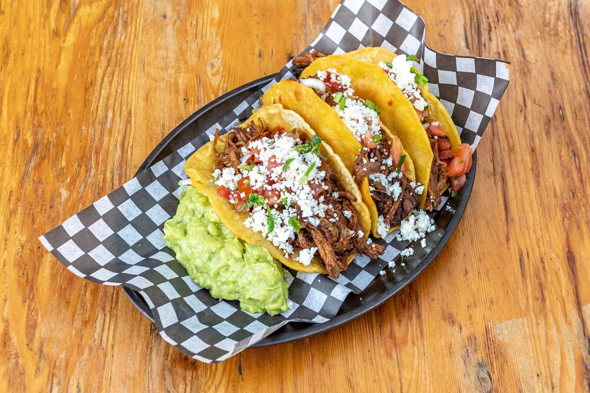 Ancho Braised Short Rib-Brisket Crispy Tacos