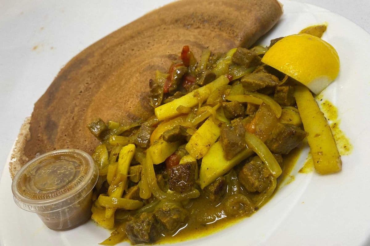 Beef Suqaar Stew with Anjera