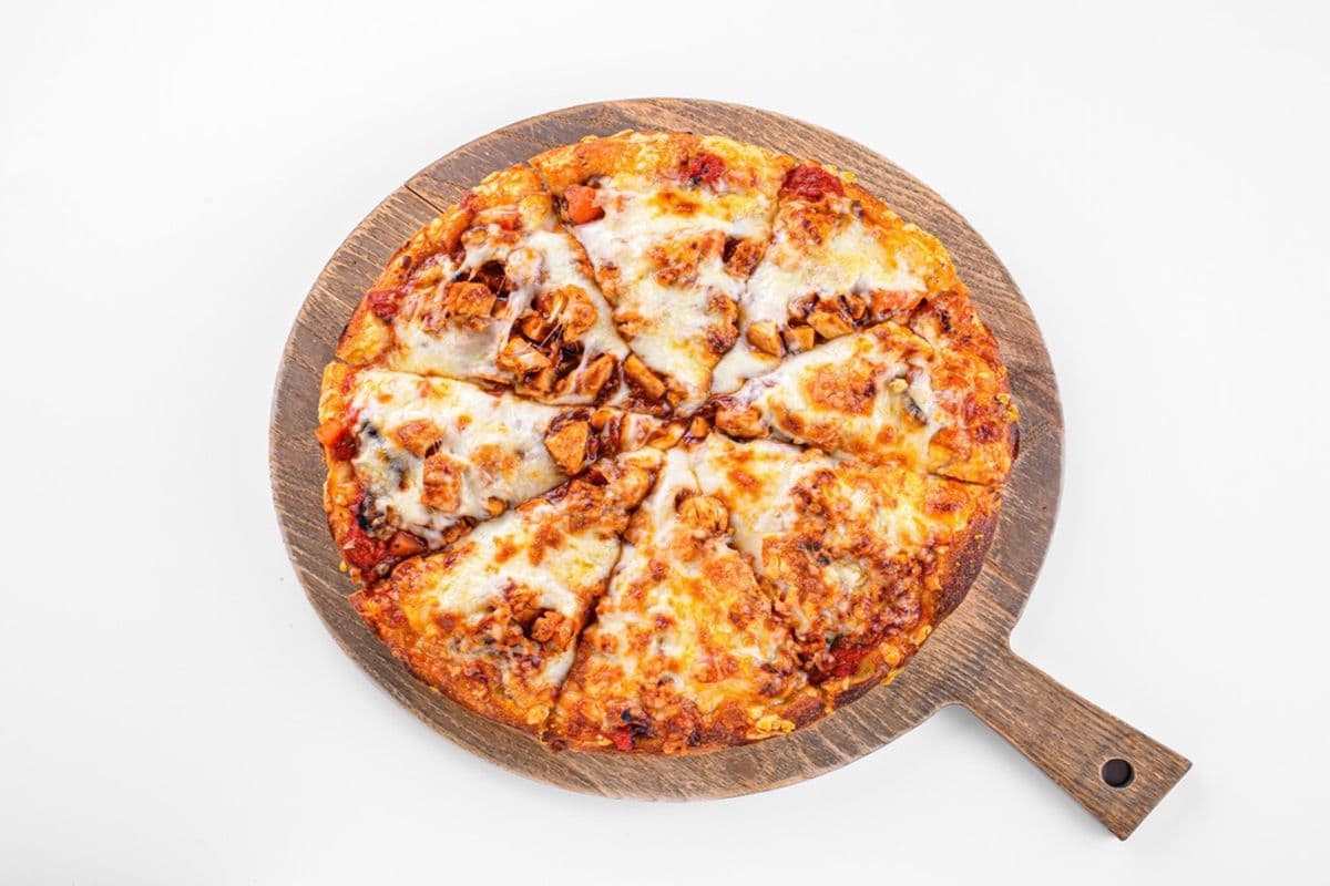 10. 8" Small BBQ Chicken, Tomato, and Mushroom Pizza