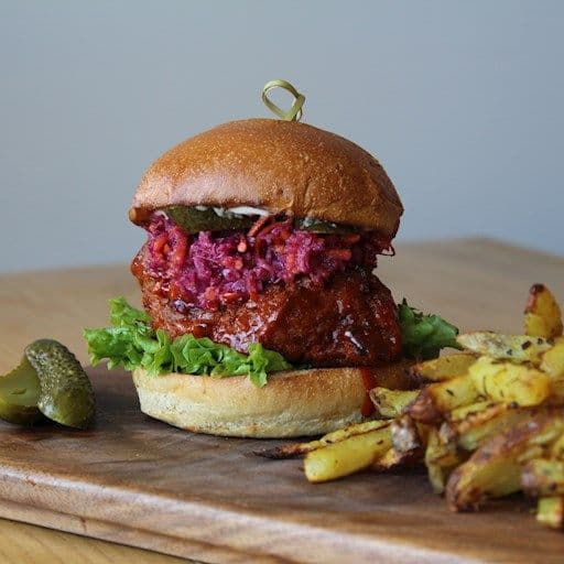 Nashville Chicken Sandwich with oven-baked Fries