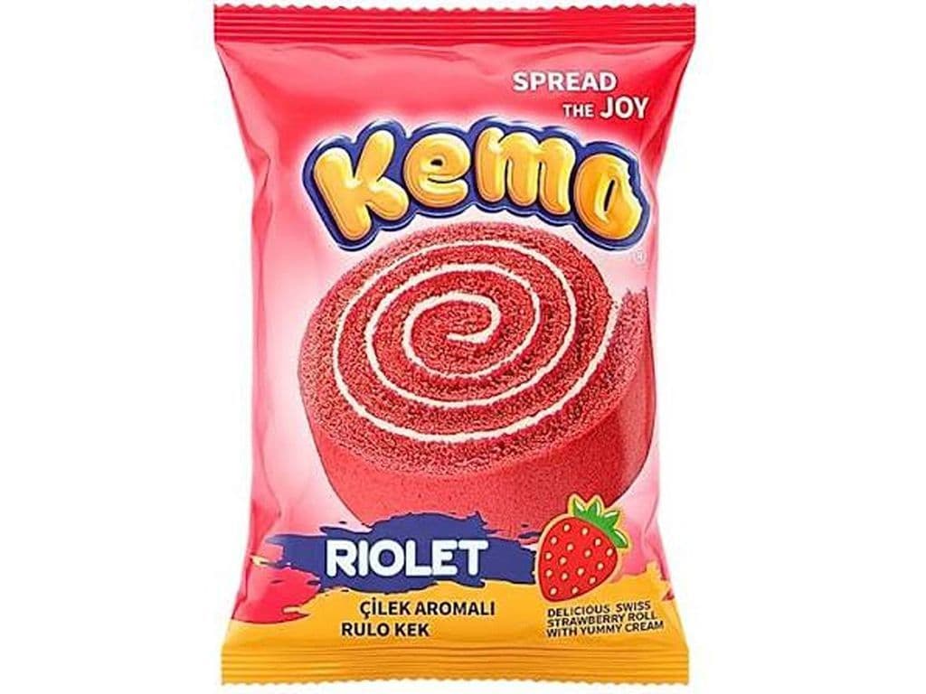 Kemo Cakes Strawberry Cream Roll Turkish Snack 40g