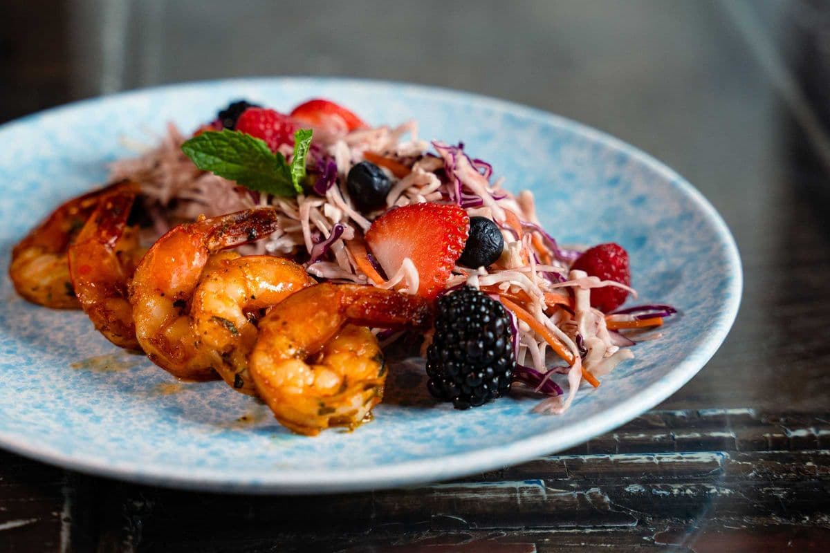 Acai Slaw with Grilled Shrimp