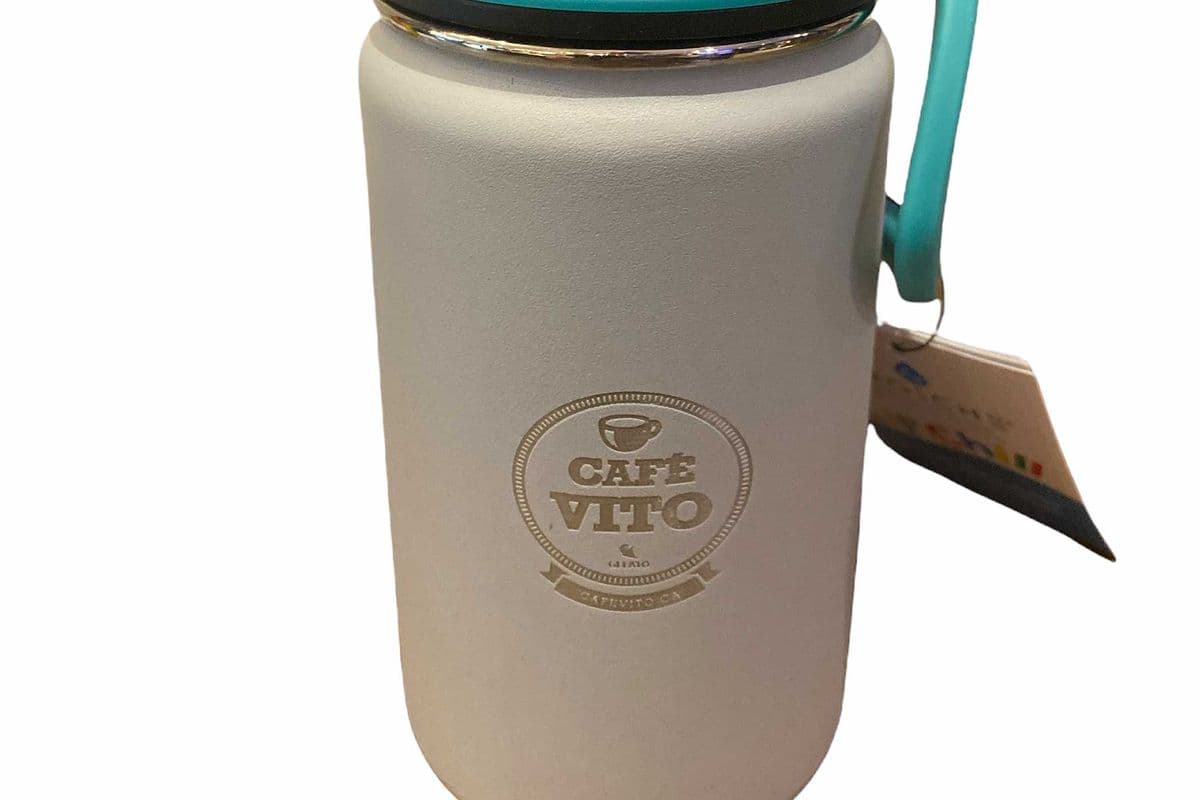 Bouteille d’eau pour enfants: Lil Chill 12 fl. oz Blanc/ Kids Water Bottle: Lil Chill 12 fl. oz - Logo Cafevito White