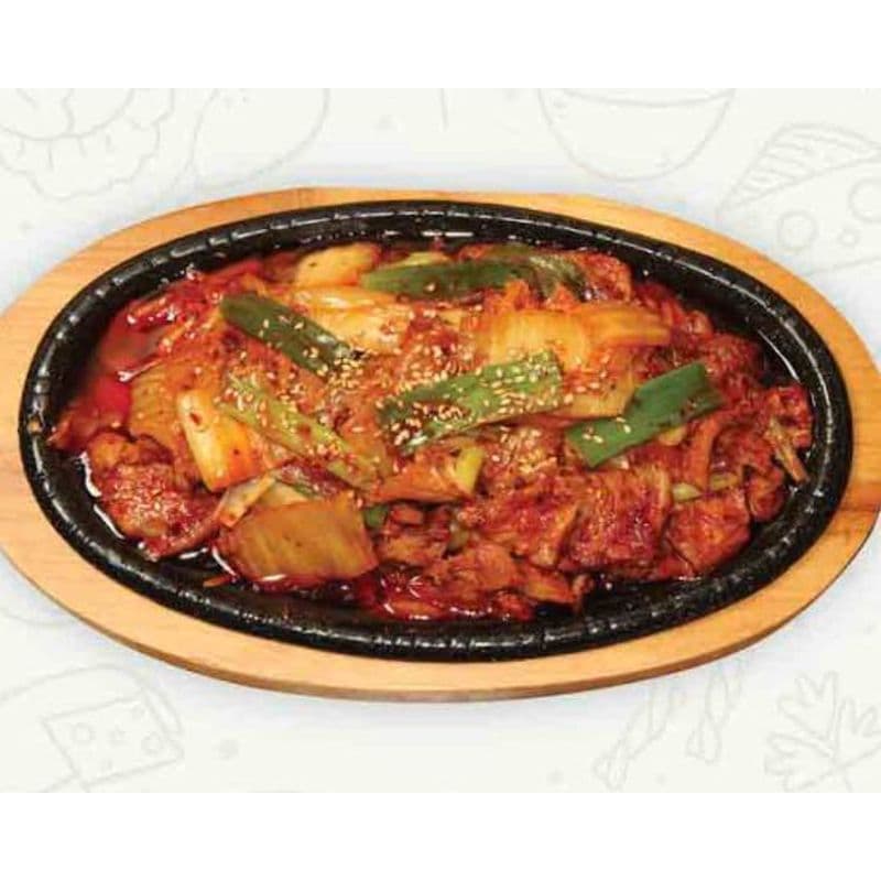55. Spicy Kimchi with Pork on a Hot Plate