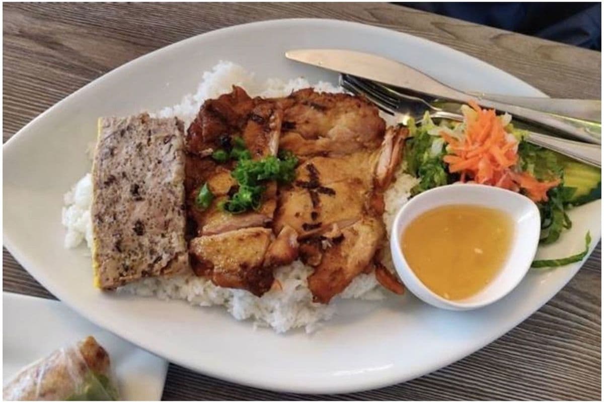 59. Grilled Chicken and Meat Cake with Steamed Rice - Com Ga Cha