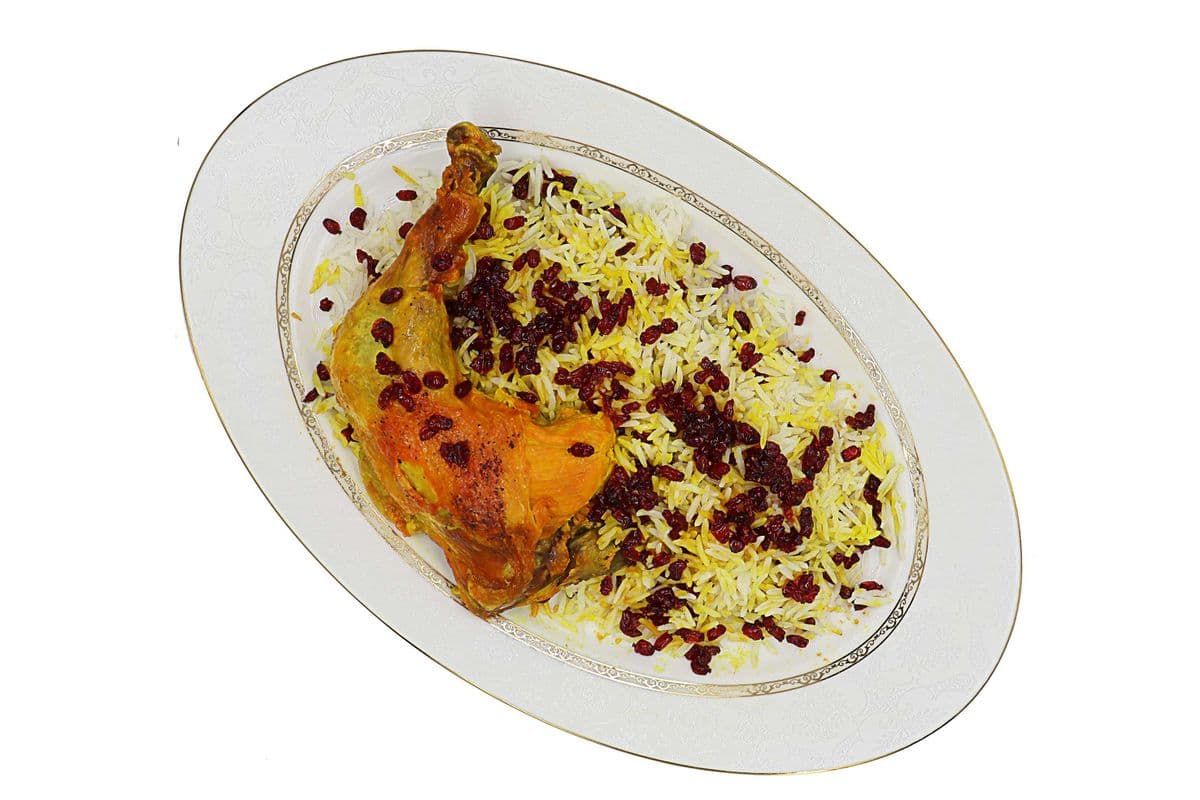 Zereshk Polo with Chicken Leg