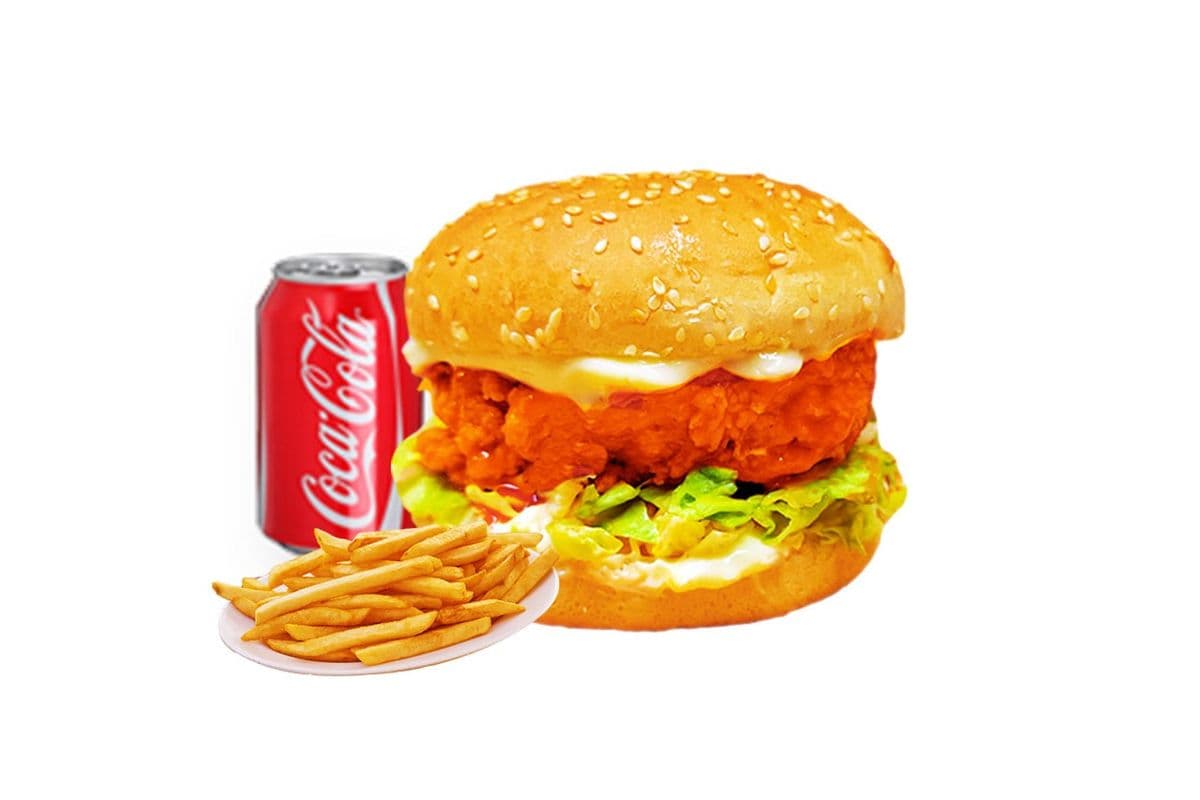 Buffalo Chicken Sandwich Combo (Fries and can of pop)