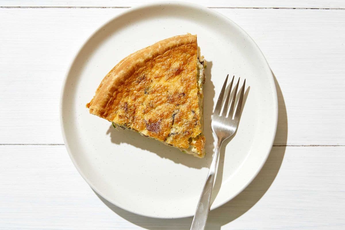 Broccoli & Cheddar Deep Dish Quiche Slice