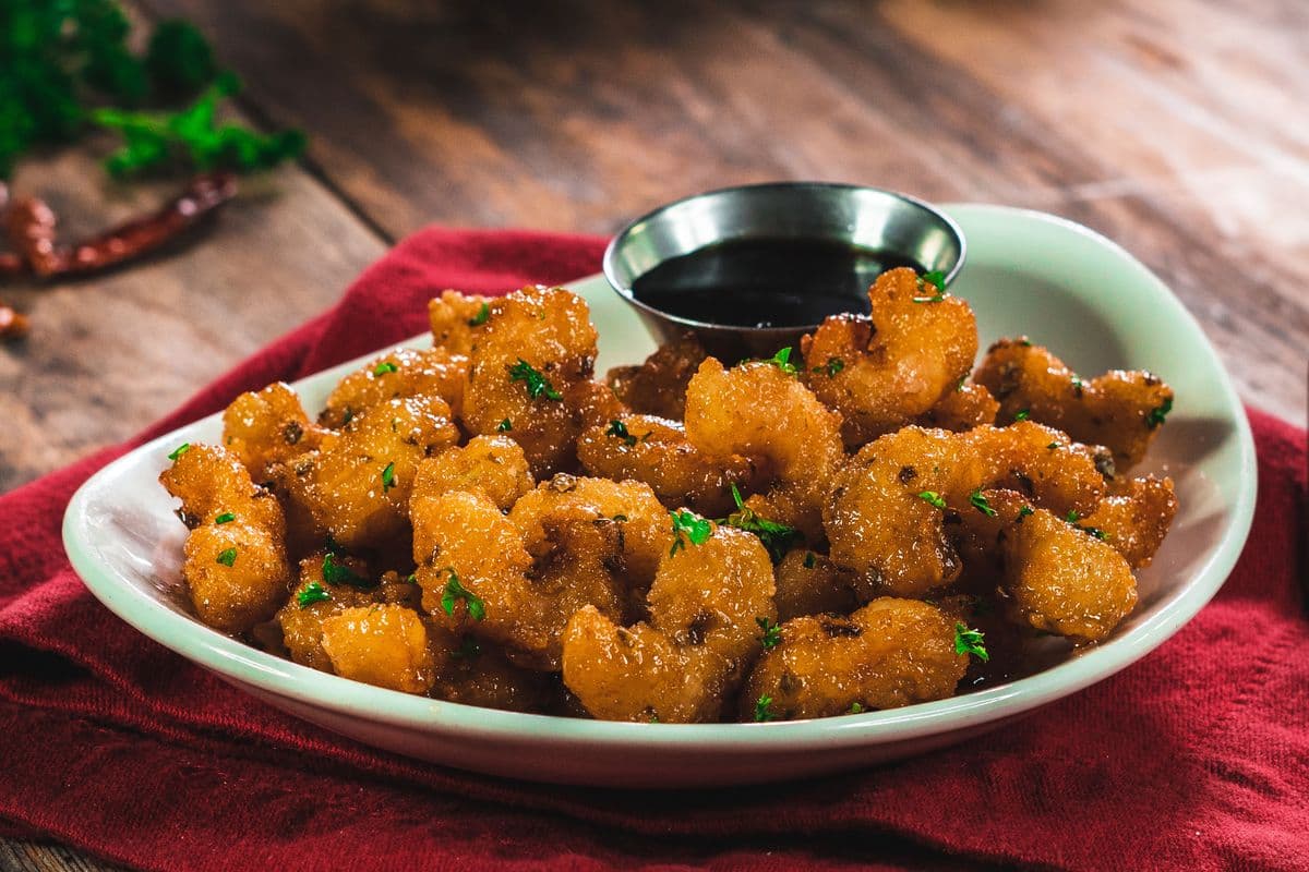 Spicy Maple Glazed Popcorn Shrimp