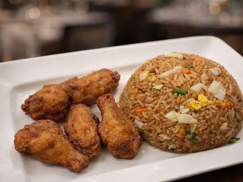Crispy Chicken Wings on Fried Rice L.Special
