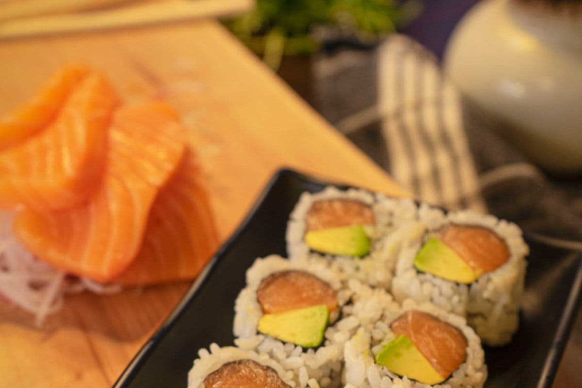 Salmon Sashimi and Salmon Avocado Roll Combo