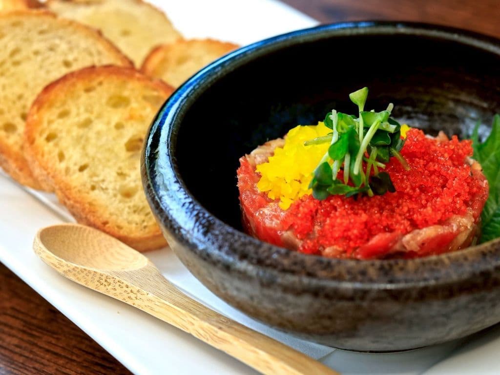 Seafood Tartar with Garlic Bread