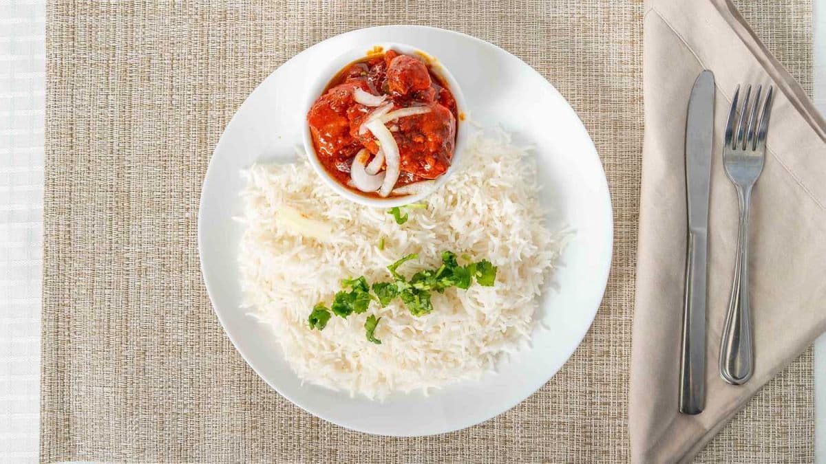 Chilli Chicken with rice